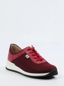 Finn Comfort – Komfort-Sneaker aus Nappaleder und Mesh dunkelrot