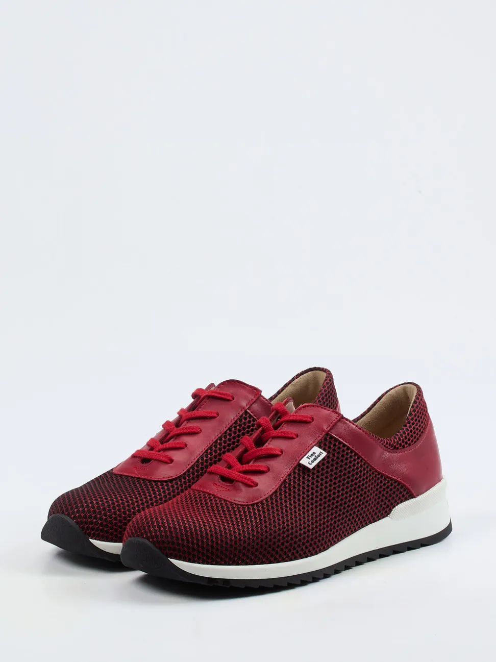 Finn Comfort – Komfort-Sneaker aus Nappaleder und Mesh dunkelrot