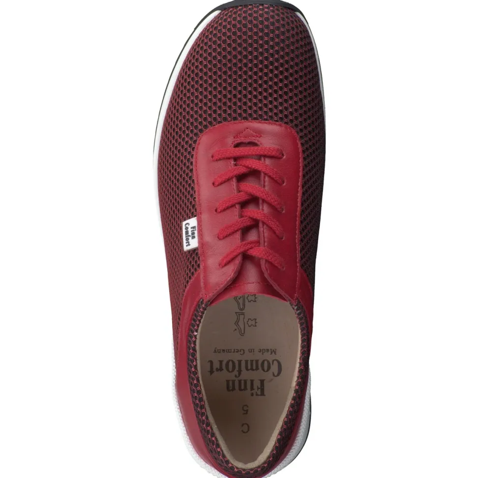 Finn Comfort – Komfort-Sneaker aus Nappaleder und Mesh dunkelrot