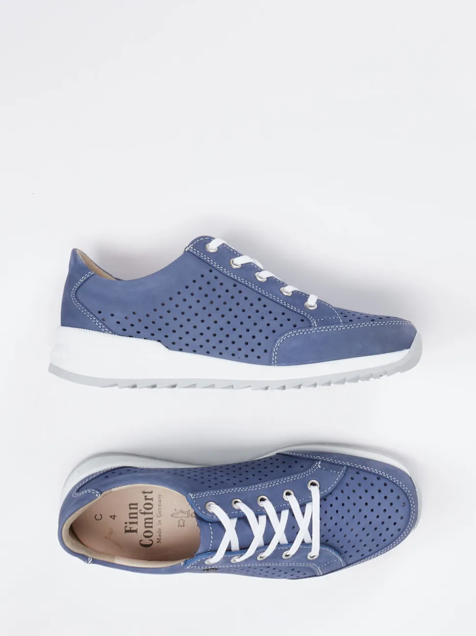 Finn Comfort – Komfort-Sneaker aus Nubukleder jeansblau