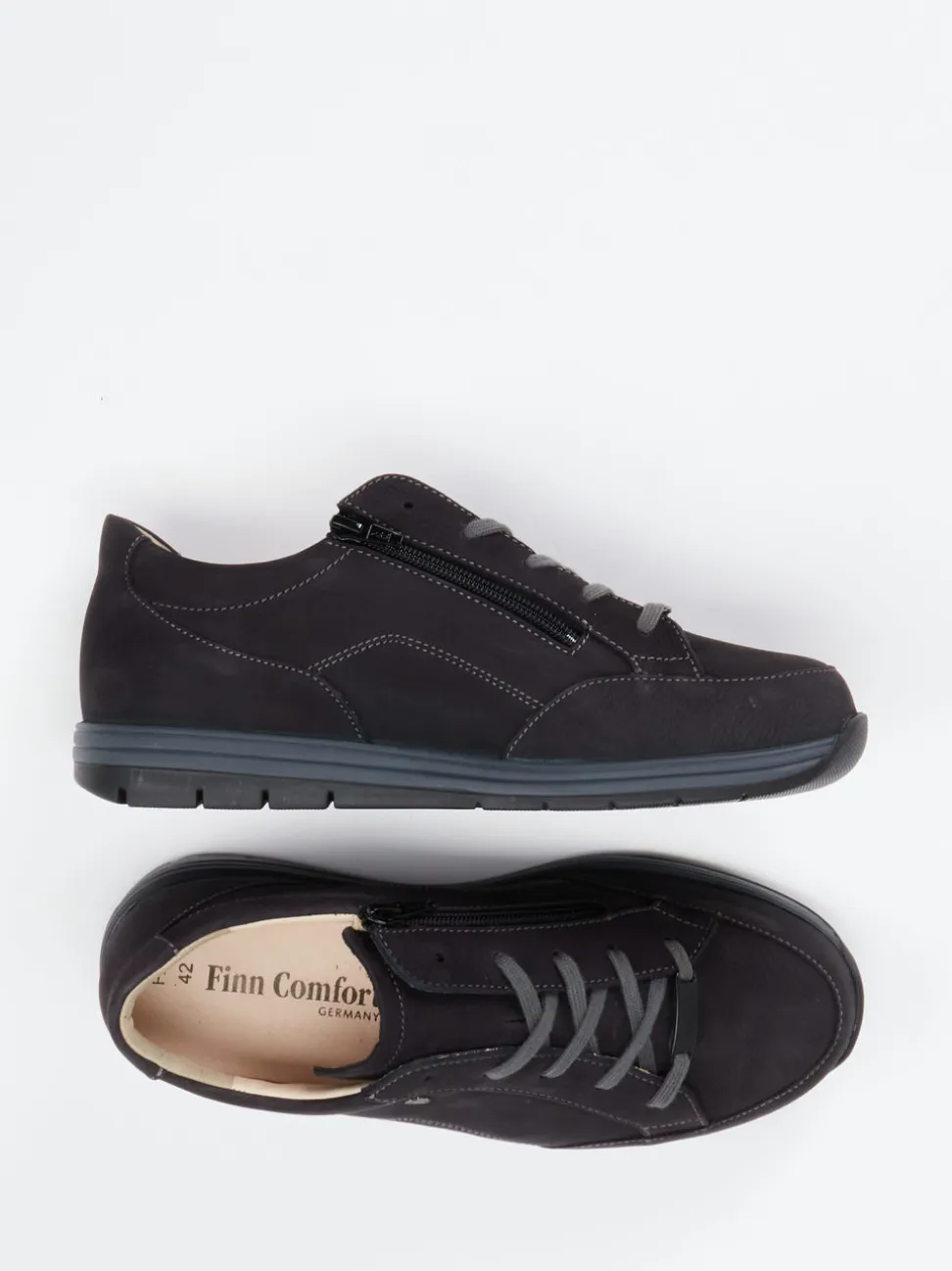 Finn Comfort – Komfort-Sneaker aus Nubukleder Anthrazit