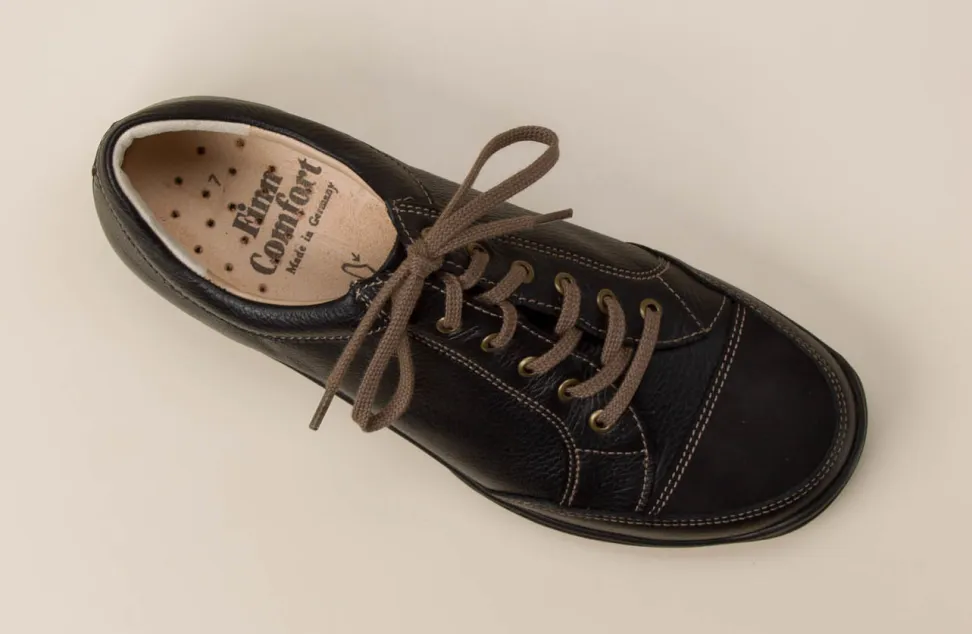 Finn Comfort – Komfort-Sneaker aus Kalbleder Dunkelbraun