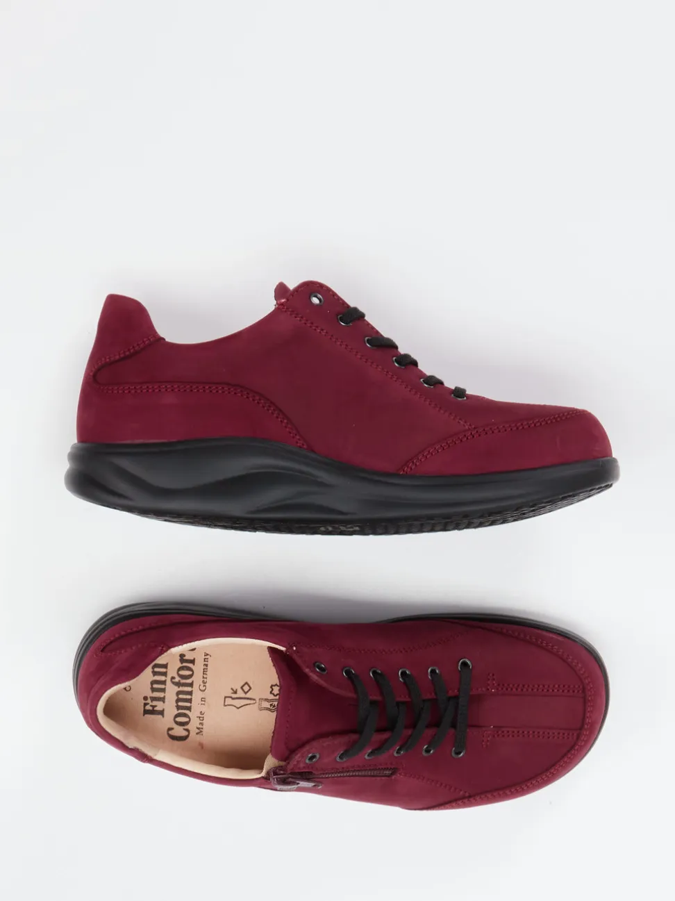 Finn Comfort – Komfort-Sneaker aus Nubukleder bordeauxrot