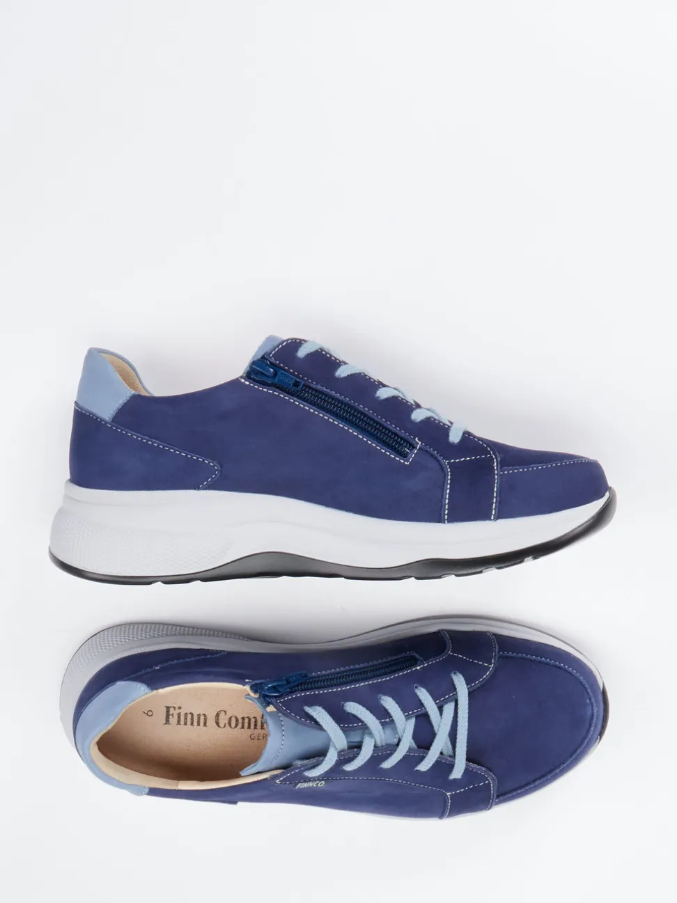 Finn Comfort – Komfort-Sneaker aus Nubukleder Marineblau