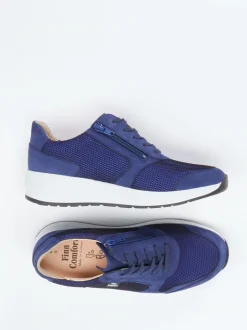 Finn Comfort – Komfort-Sneaker aus Stretchleder Marineblau