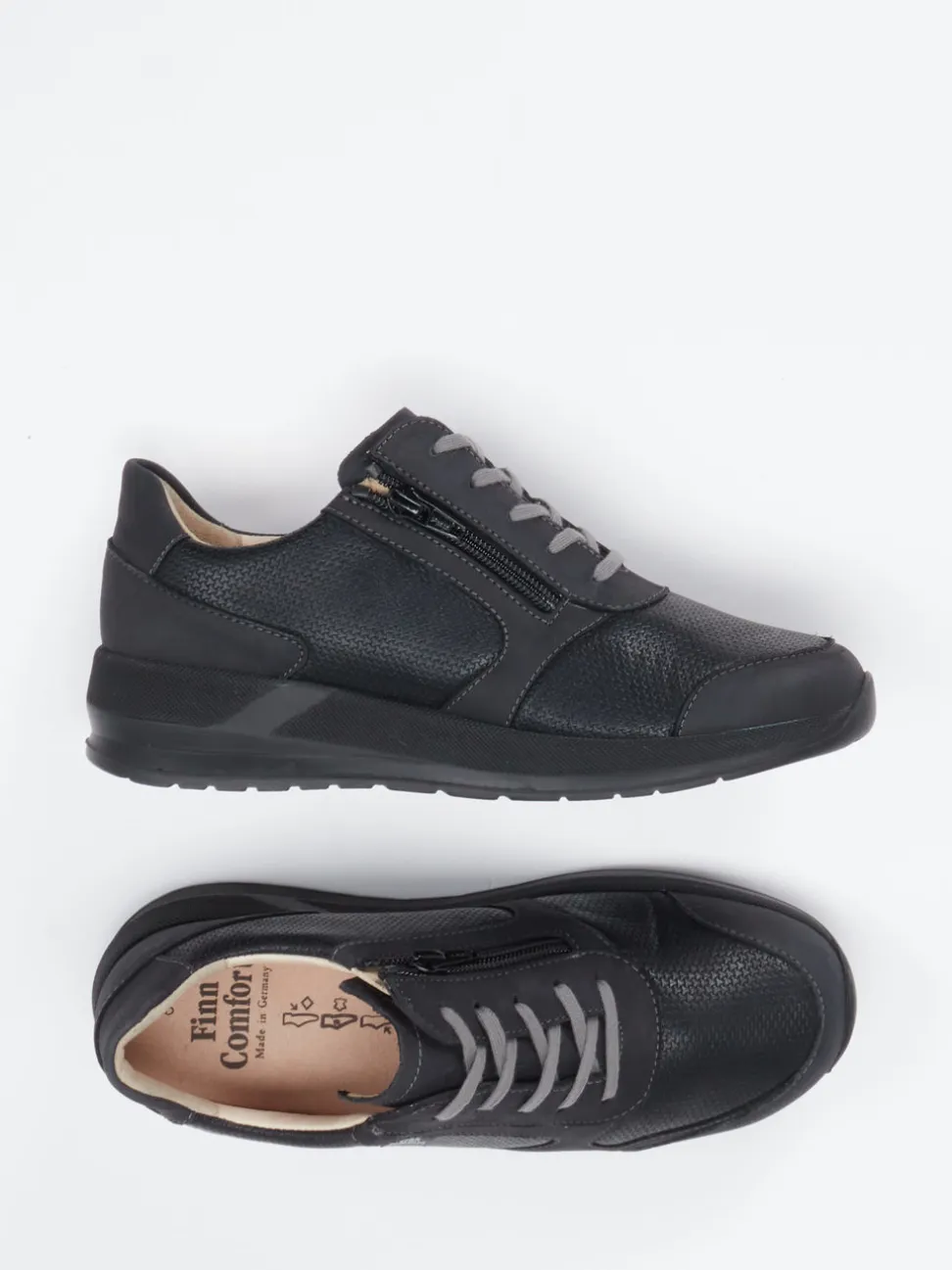 Finn Comfort – Komfort-Sneaker aus Stretchleder schwarz
