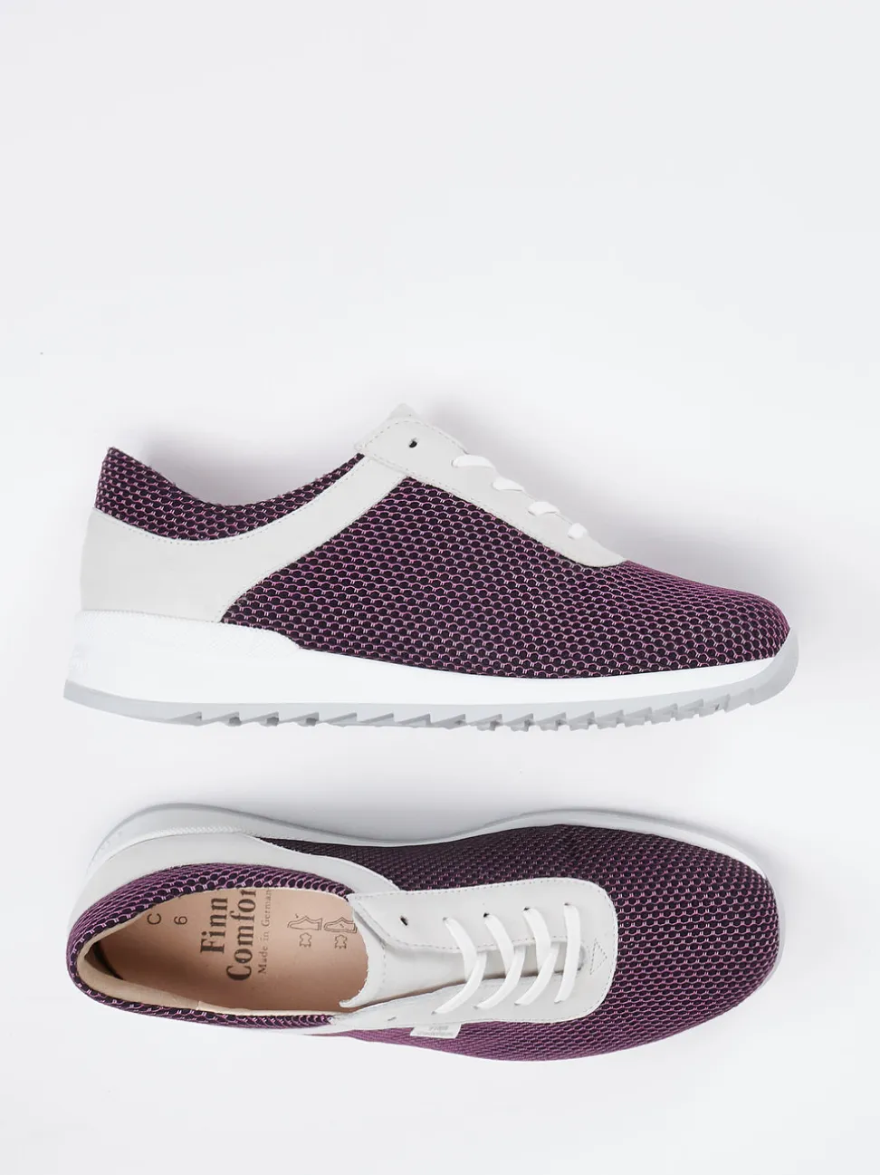 Finn Comfort – Komfort-Sneaker aus Mesh und Nubukleder pflaume