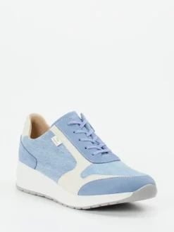 Finn Comfort – Komfort-Sneaker aus Textil und Veloursleder hellblau