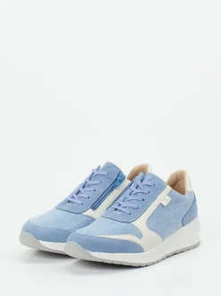 Finn Comfort – Komfort-Sneaker aus Textil und Veloursleder hellblau