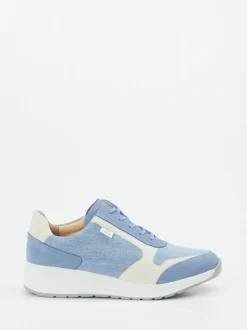 Finn Comfort – Komfort-Sneaker aus Textil und Veloursleder hellblau
