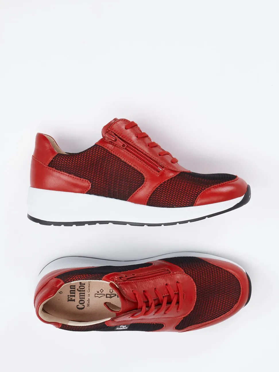 Finn Comfort – Komfort-Sneaker aus Kalbleder rot