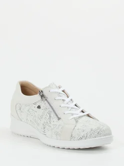 Finn Comfort – Komfort-Sneaker aus geprägtem Leder Offwhite