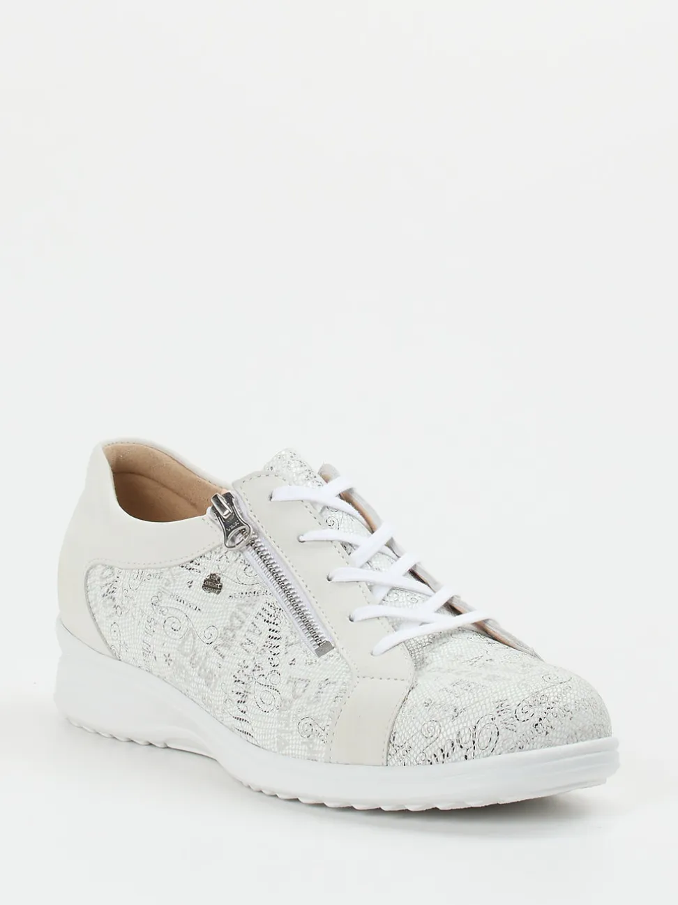 Finn Comfort – Komfort-Sneaker aus geprägtem Leder Offwhite