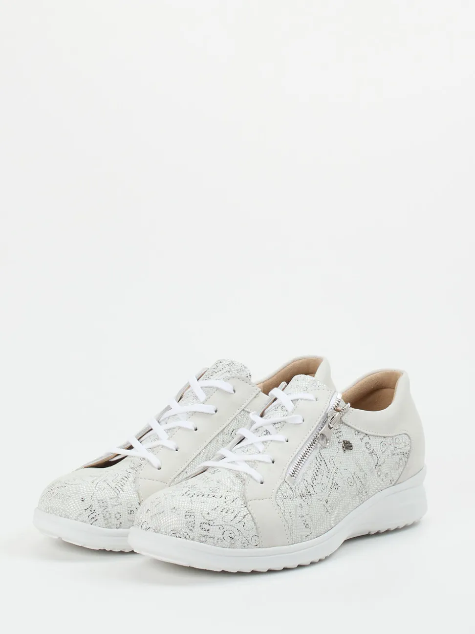 Finn Comfort – Komfort-Sneaker aus geprägtem Leder Offwhite
