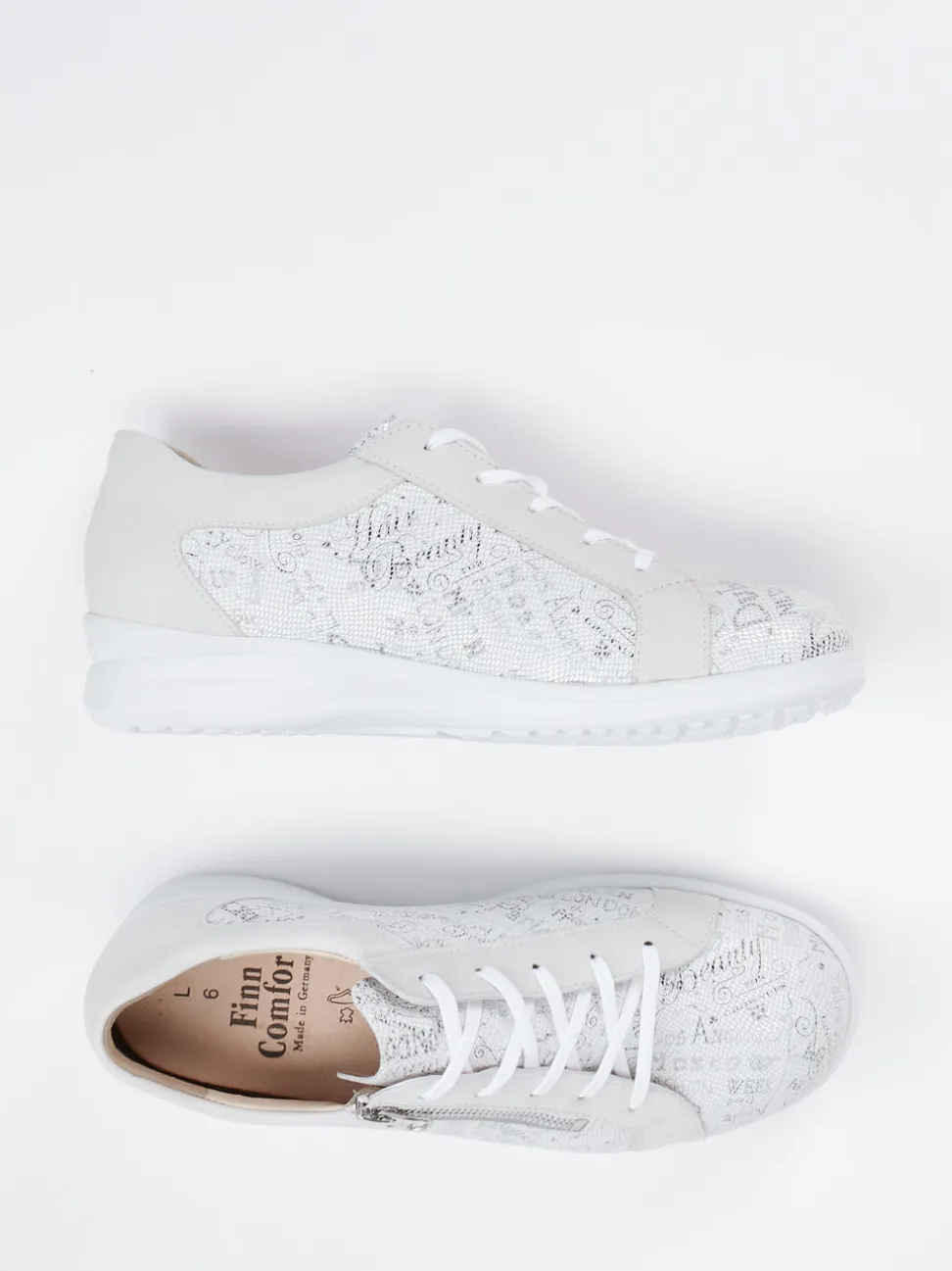 Finn Comfort – Komfort-Sneaker aus geprägtem Leder Offwhite