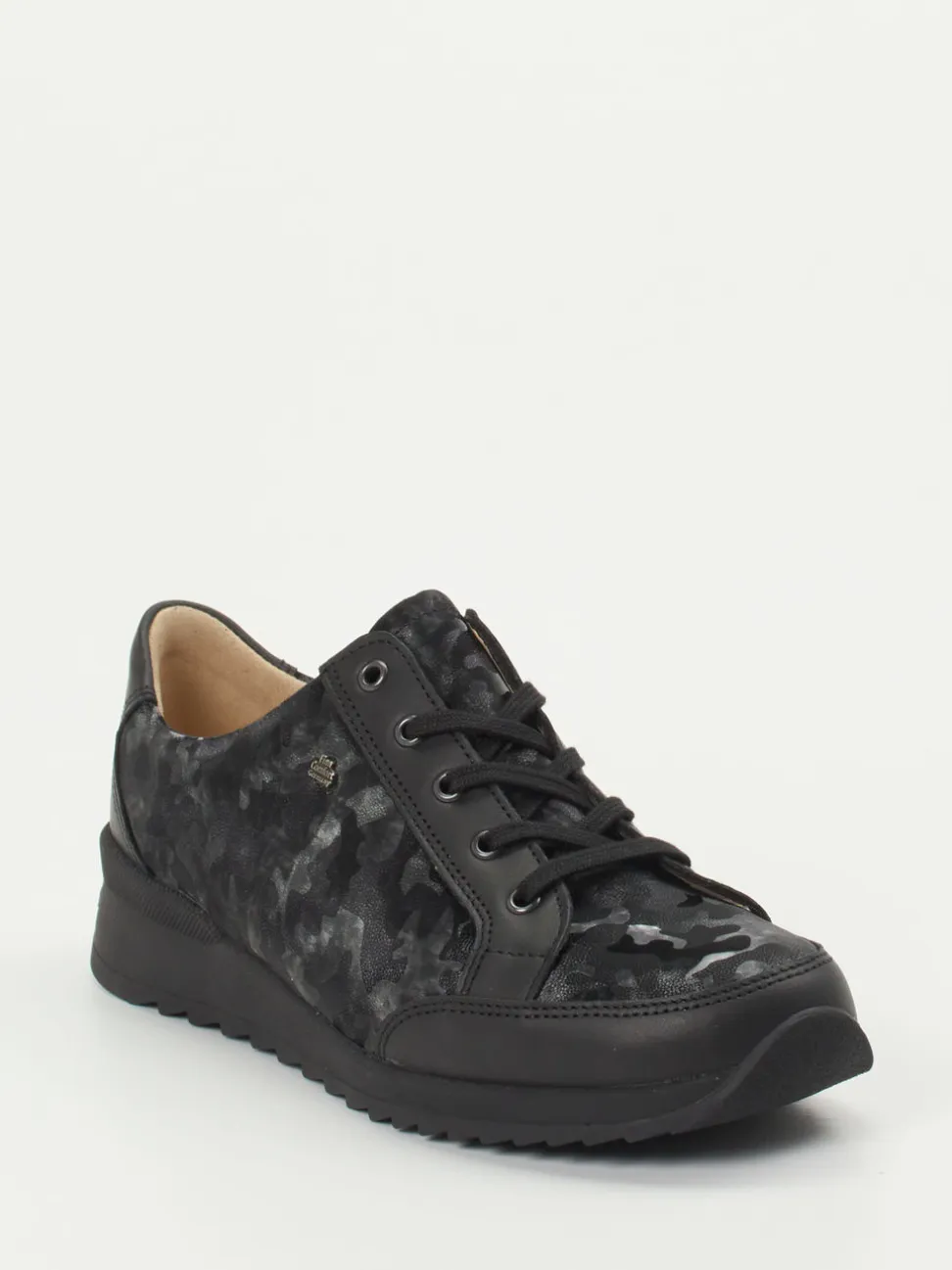 Finn Comfort – Komfort-Sneaker aus geprägtem Leder Schwarz