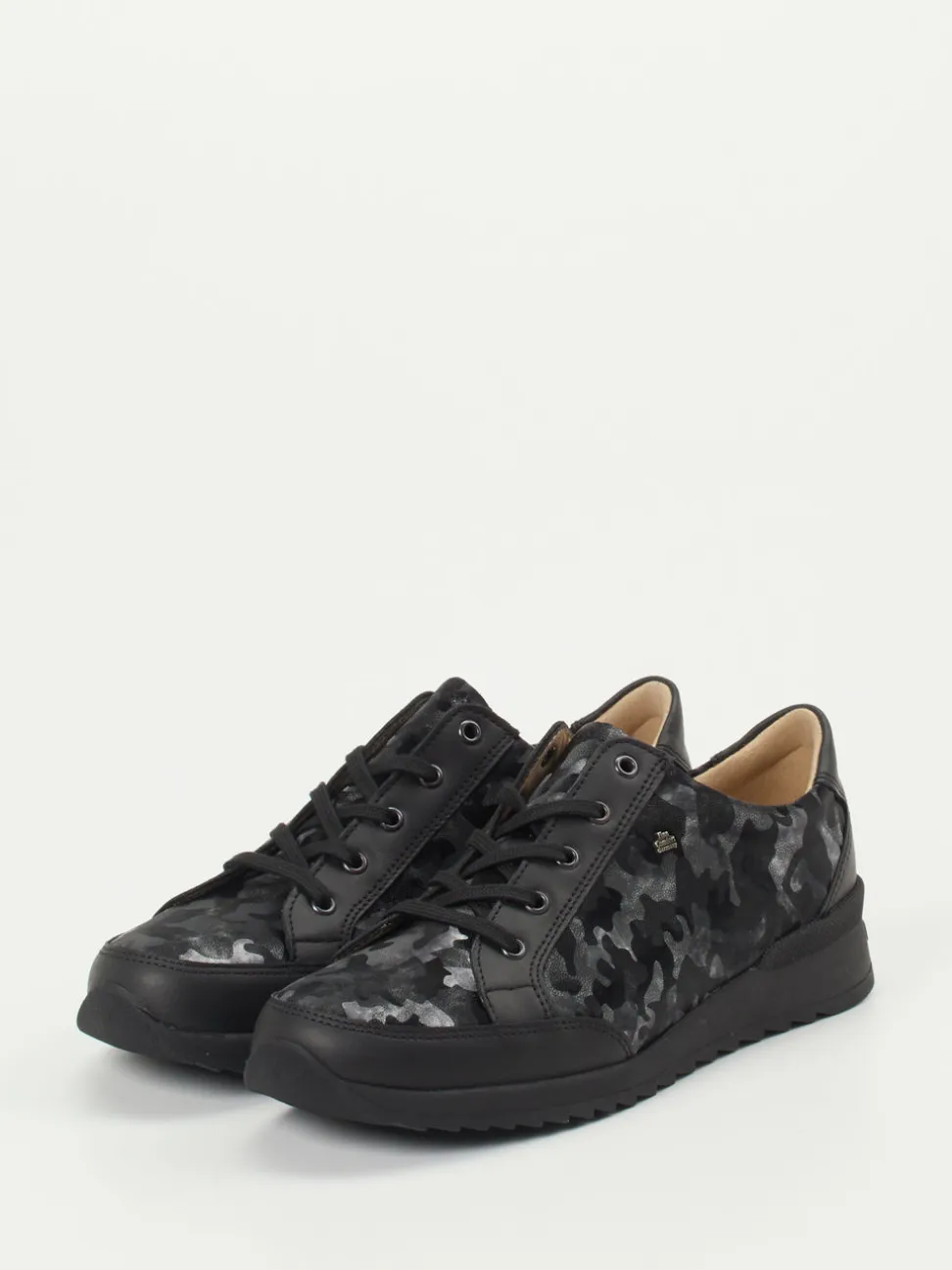 Finn Comfort – Komfort-Sneaker aus geprägtem Leder Schwarz