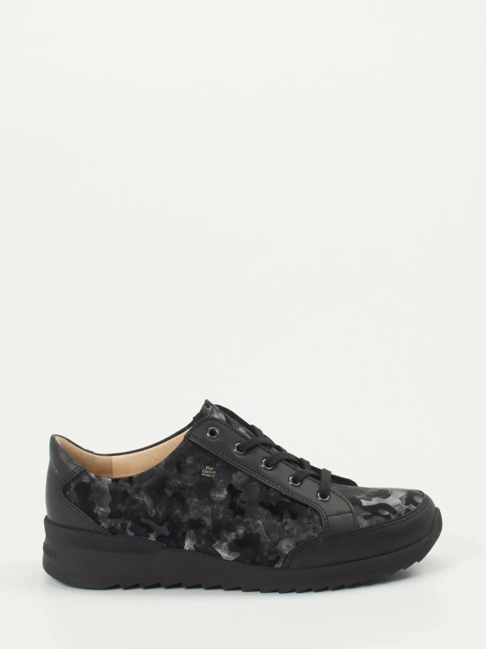 Finn Comfort – Komfort-Sneaker aus geprägtem Leder Schwarz