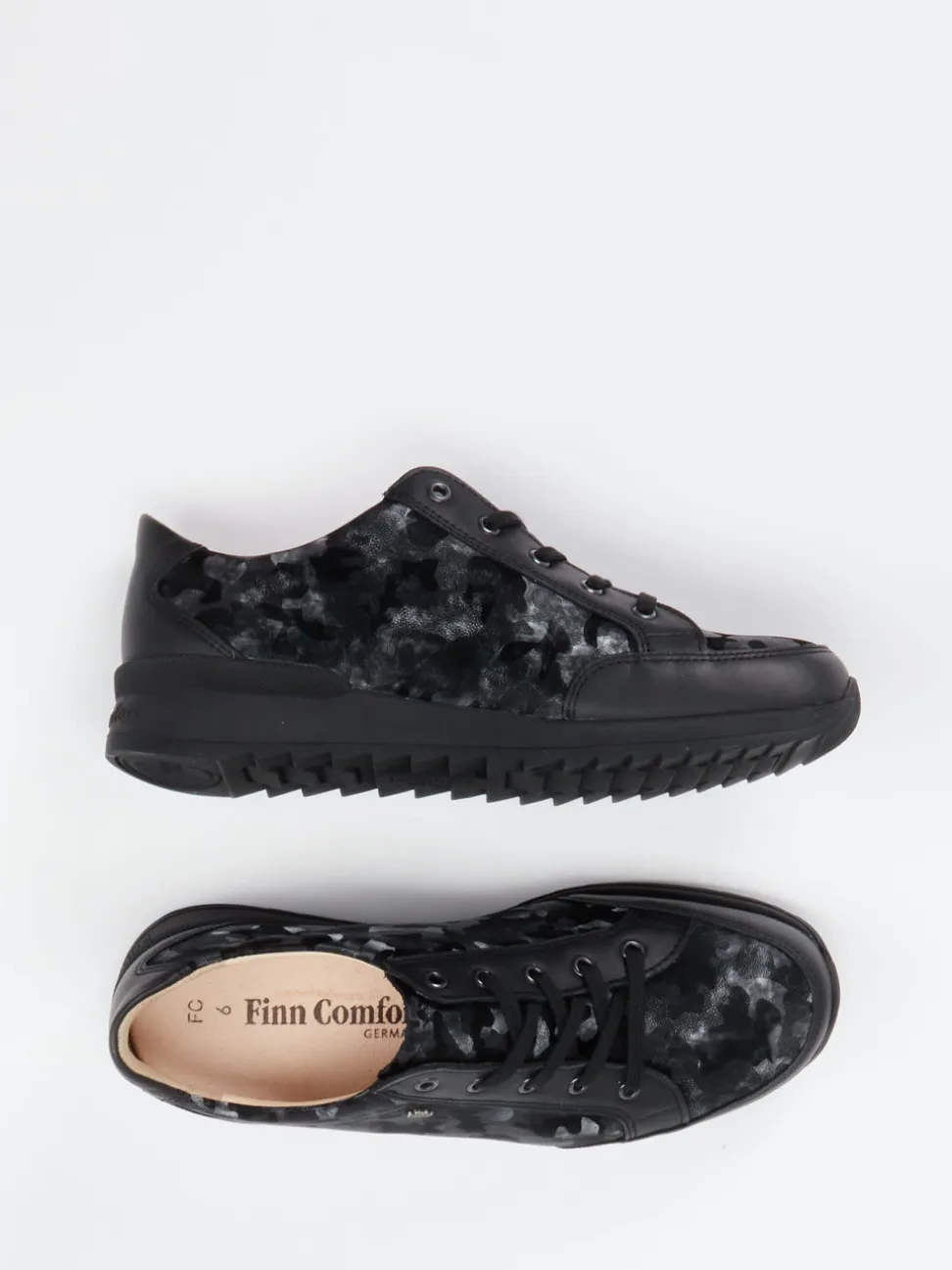 Finn Comfort – Komfort-Sneaker aus geprägtem Leder Schwarz