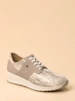 Finn Comfort – Komfort-Sneaker aus Stretch und Nubukleder grau
