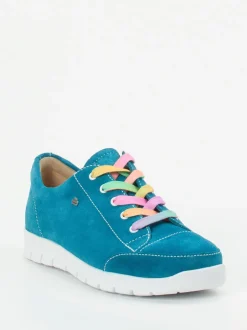 Finn Comfort – Komfort-Sneaker aus Veloursleder petrolblau