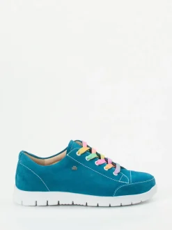 Finn Comfort – Komfort-Sneaker aus Veloursleder petrolblau