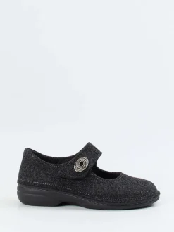 Finn Comfort – Mary-Jane-Hausschuh aus Wollfilz anthrazit