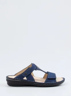Finn Comfort – Pantolette aus Nubukleder in Blau