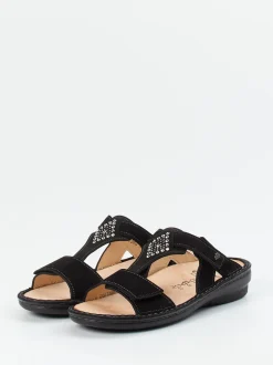 Finn Comfort – Pantolette aus Nubukleder Schwarz