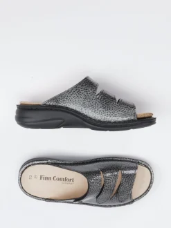 Finn Comfort – Pantolette aus Lackleder anthrazitgrau