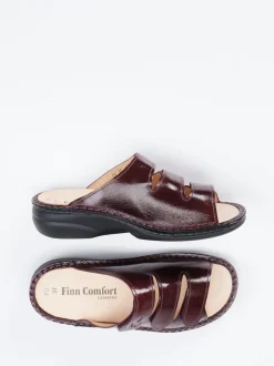 Finn Comfort – Pantolette aus Lackleder Bordeauxrot