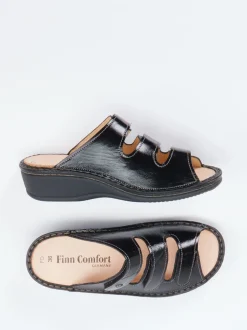 Finn Comfort – Pantolette aus Lackleder Schwarz
