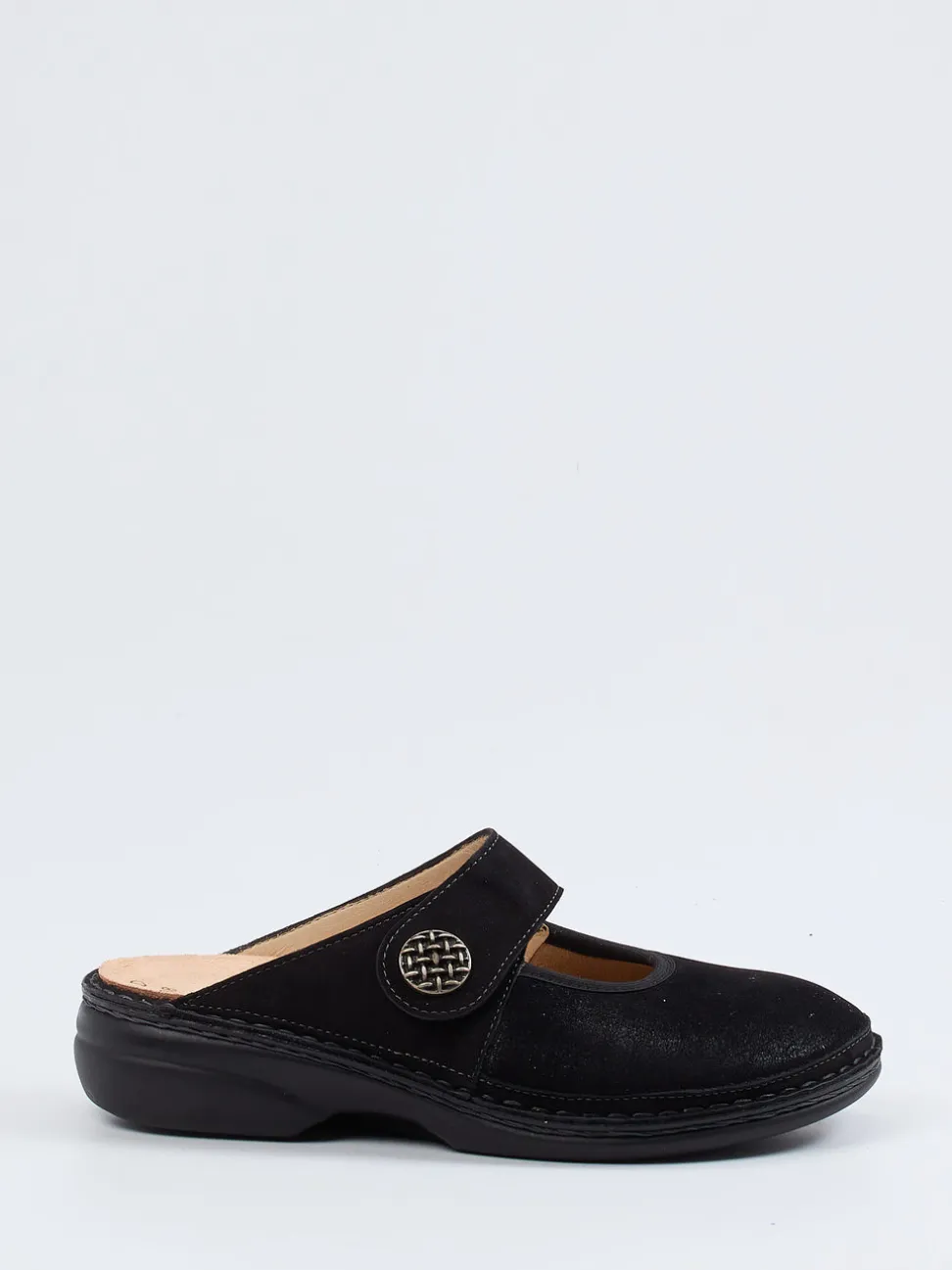 Finn Comfort – Pantolette aus Nubukleder Schwarz