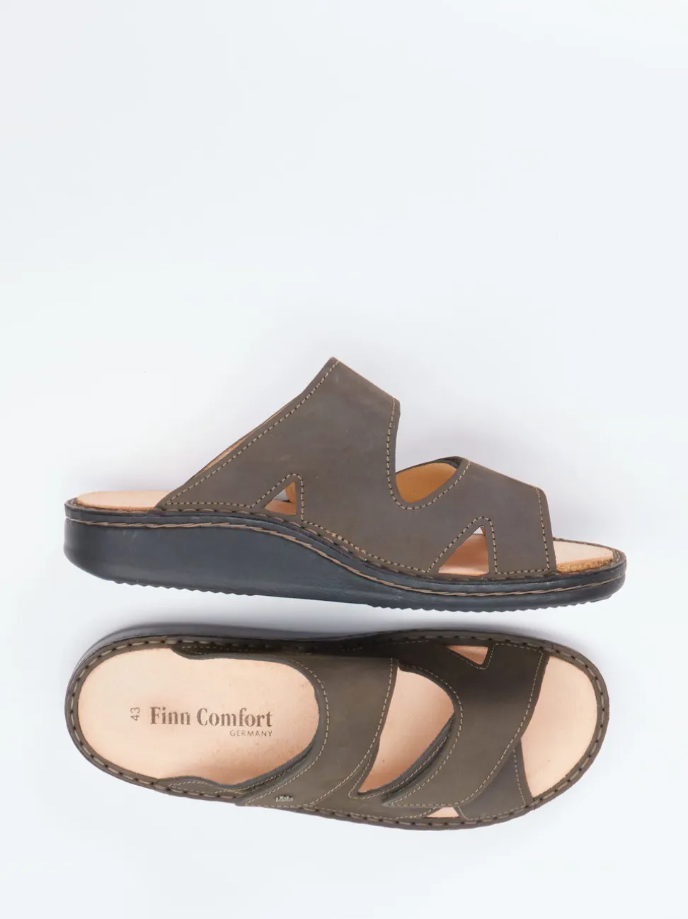Finn Comfort – Pantolette aus Nubukleder Dunkelbraun