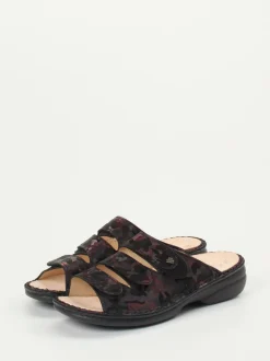Finn Comfort – Pantolette aus geprägtem Leder Camouflage