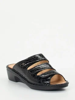 Finn Comfort – Pantolette aus Reptilleder schwarz