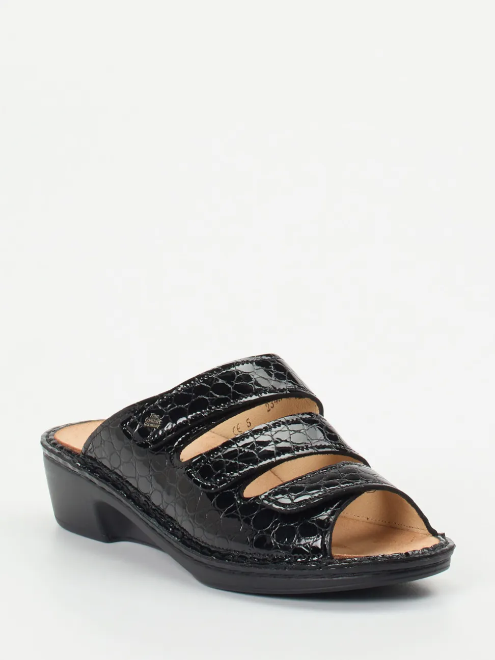 Finn Comfort – Pantolette aus Reptilleder schwarz