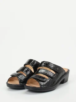 Finn Comfort – Pantolette aus Reptilleder schwarz