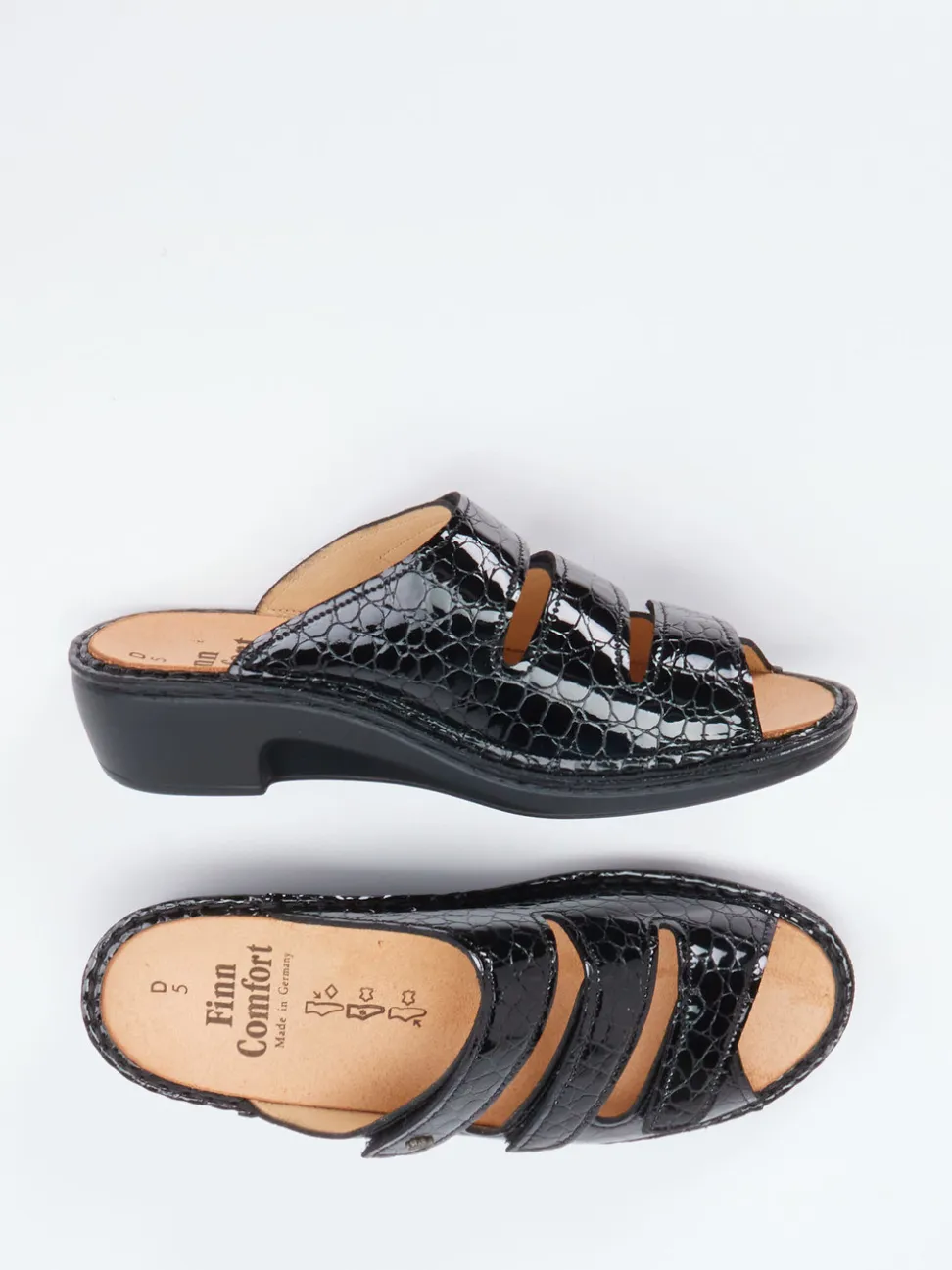 Finn Comfort – Pantolette aus Reptilleder schwarz