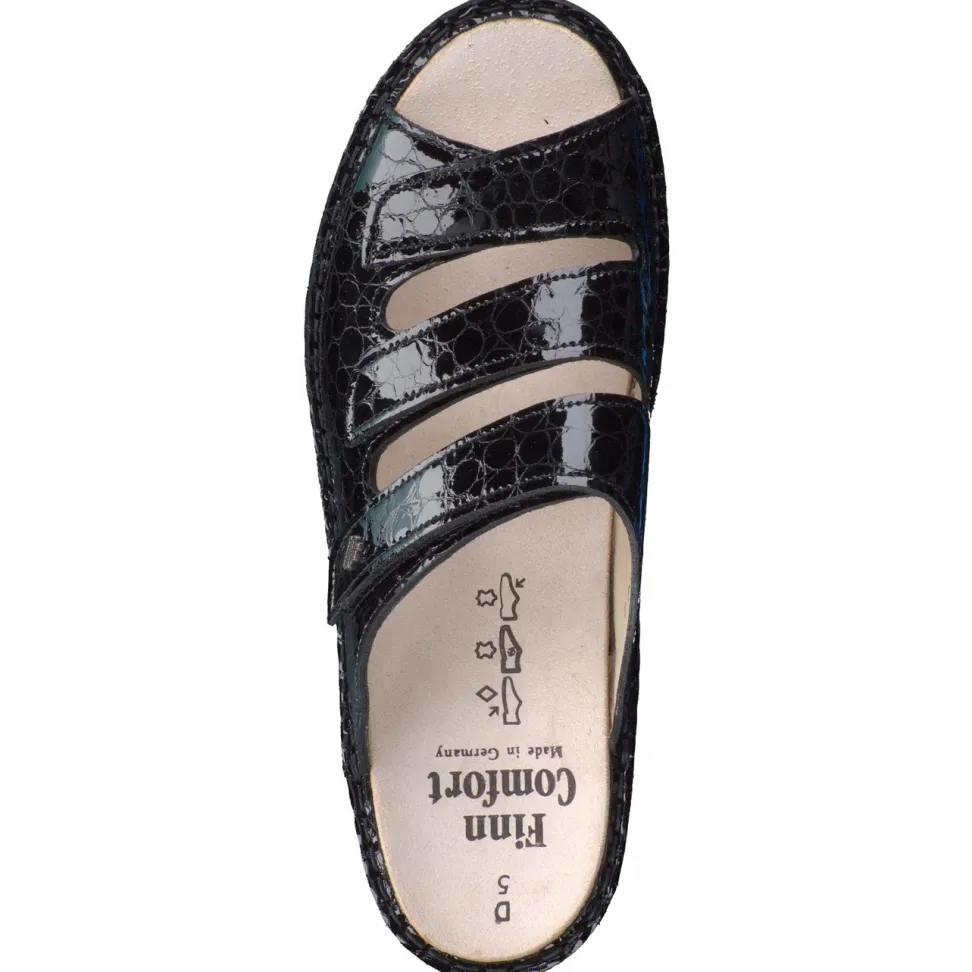 Finn Comfort – Pantolette aus Reptilleder schwarz