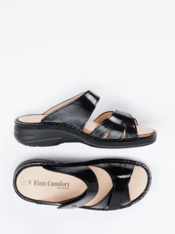 Finn Comfort – Pantolette aus Lackleder schwarz