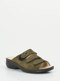 Finn Comfort – Pantolette aus Nubukleder olivgrün