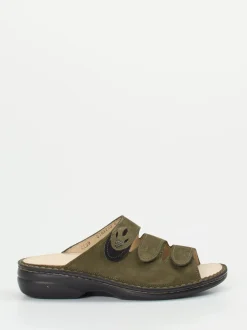 Finn Comfort – Pantolette aus Nubukleder olivgrün