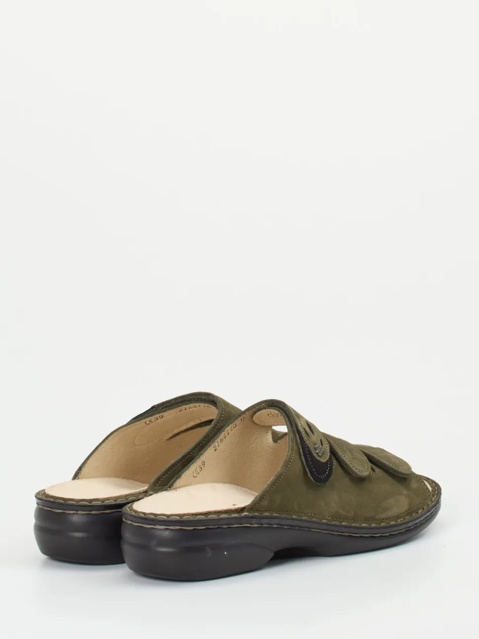 Finn Comfort – Pantolette aus Nubukleder olivgrün