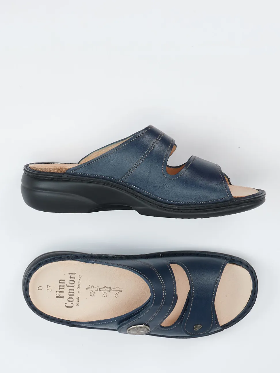 Finn Comfort – Pantolette aus Kalbleder Dunkelblau