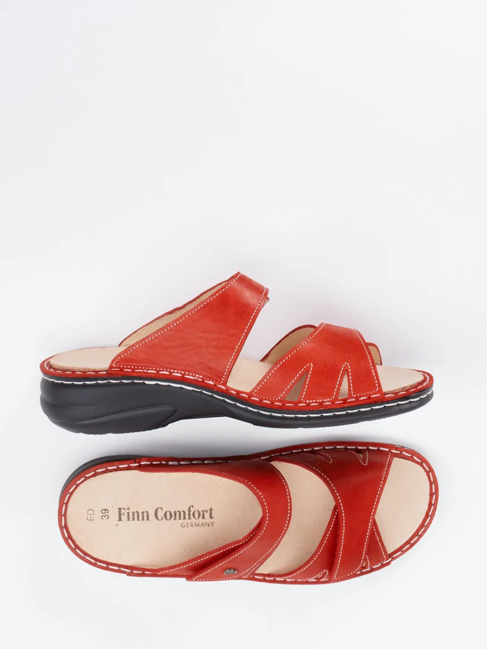 Finn Comfort – Pantolette aus Kalbleder in Rot