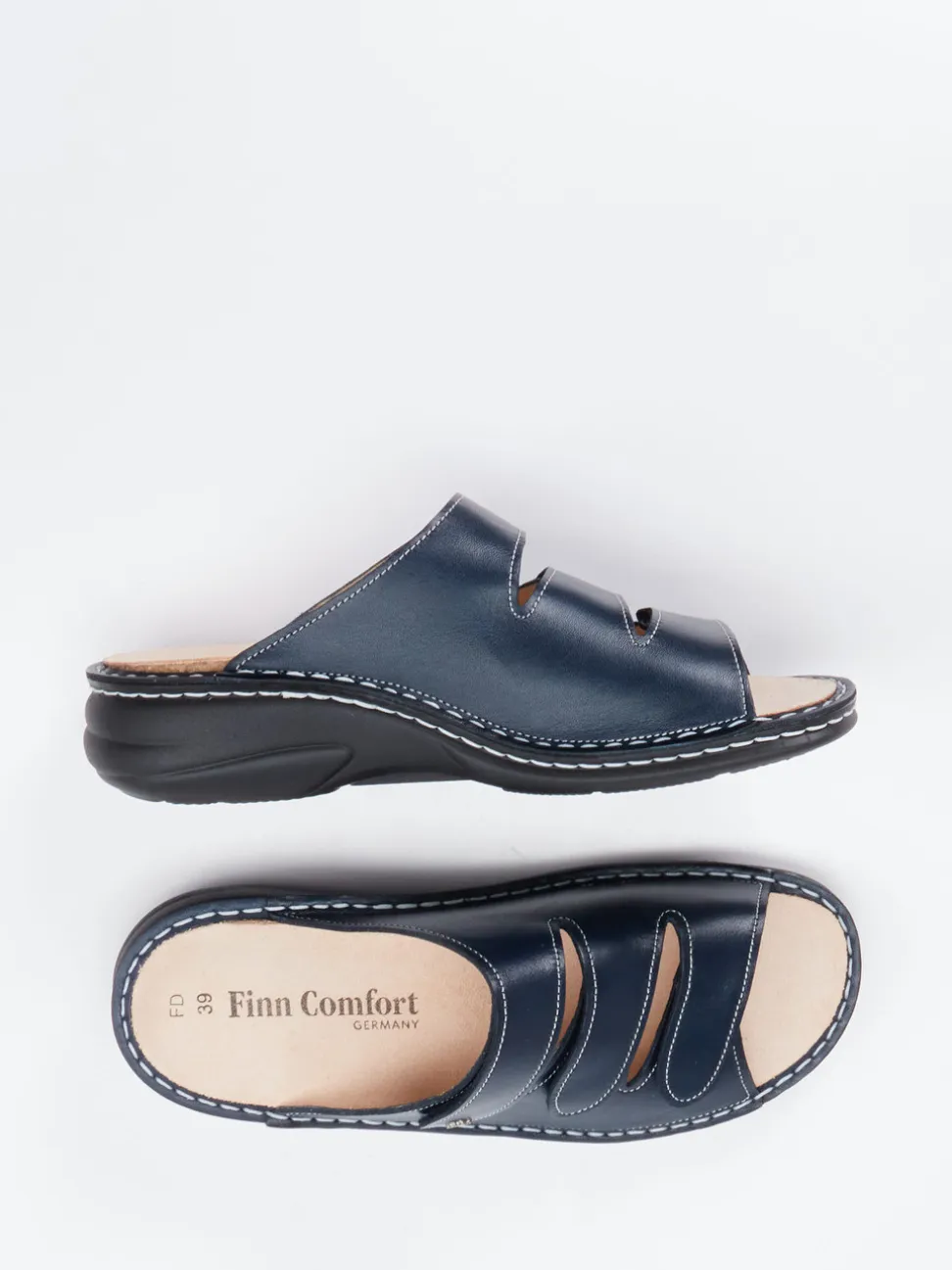 Finn Comfort – Pantolette aus Kalbleder Dunkelblau