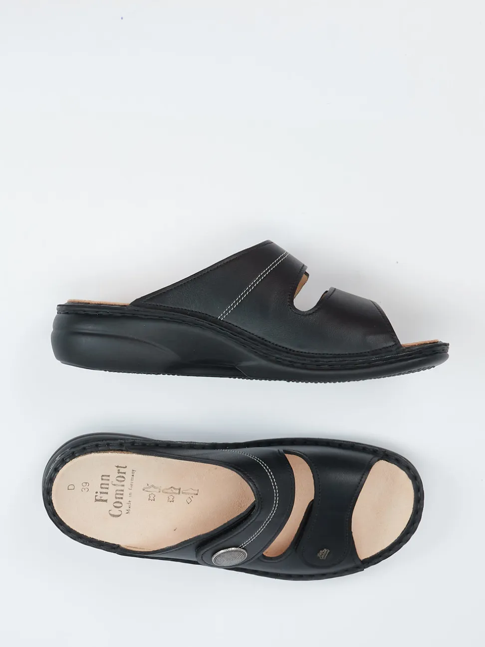 Finn Comfort – Pantolette aus Kalbleder Schwarz
