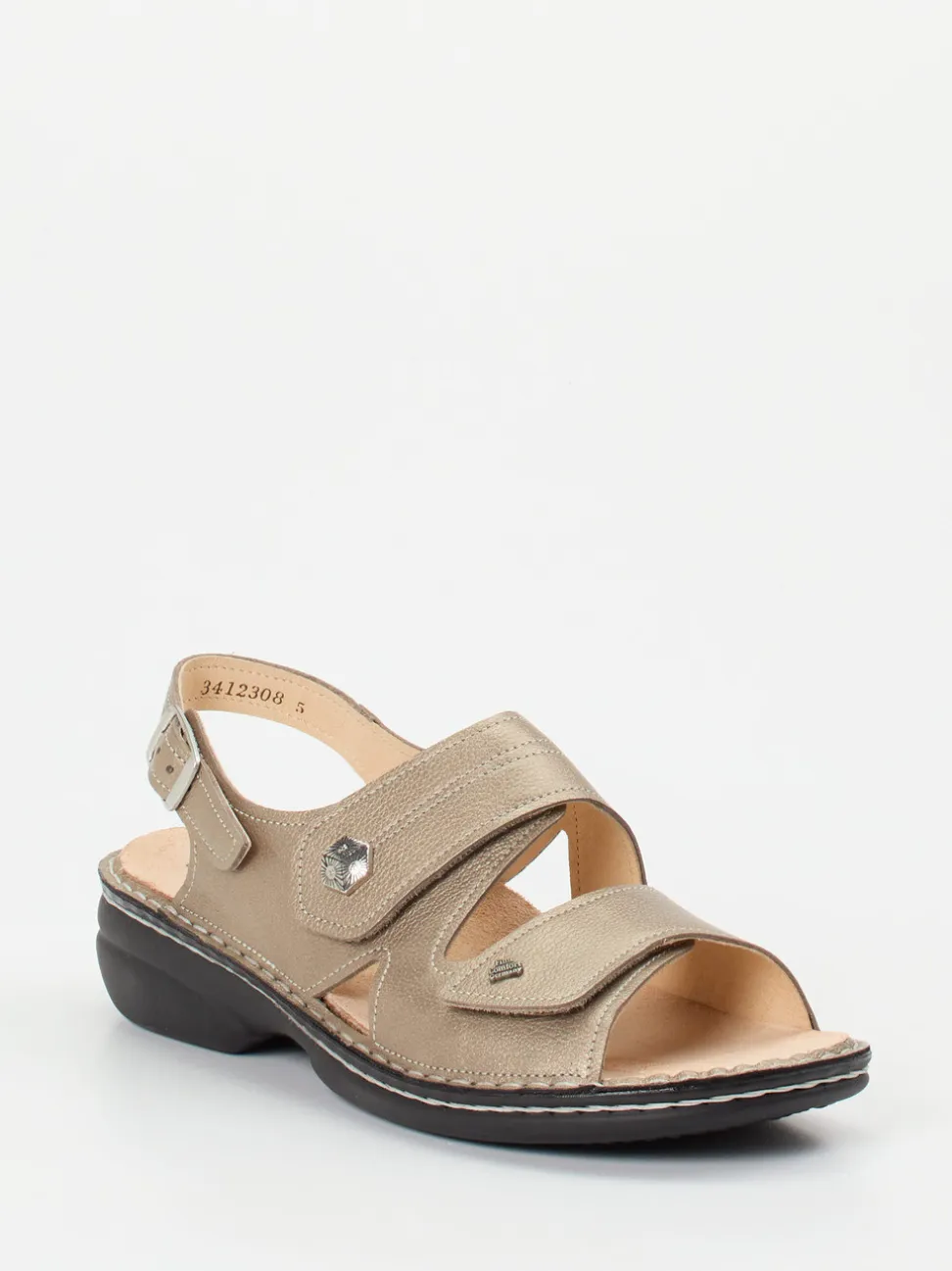 Finn Comfort – Sandale aus Metallicleder Champagner