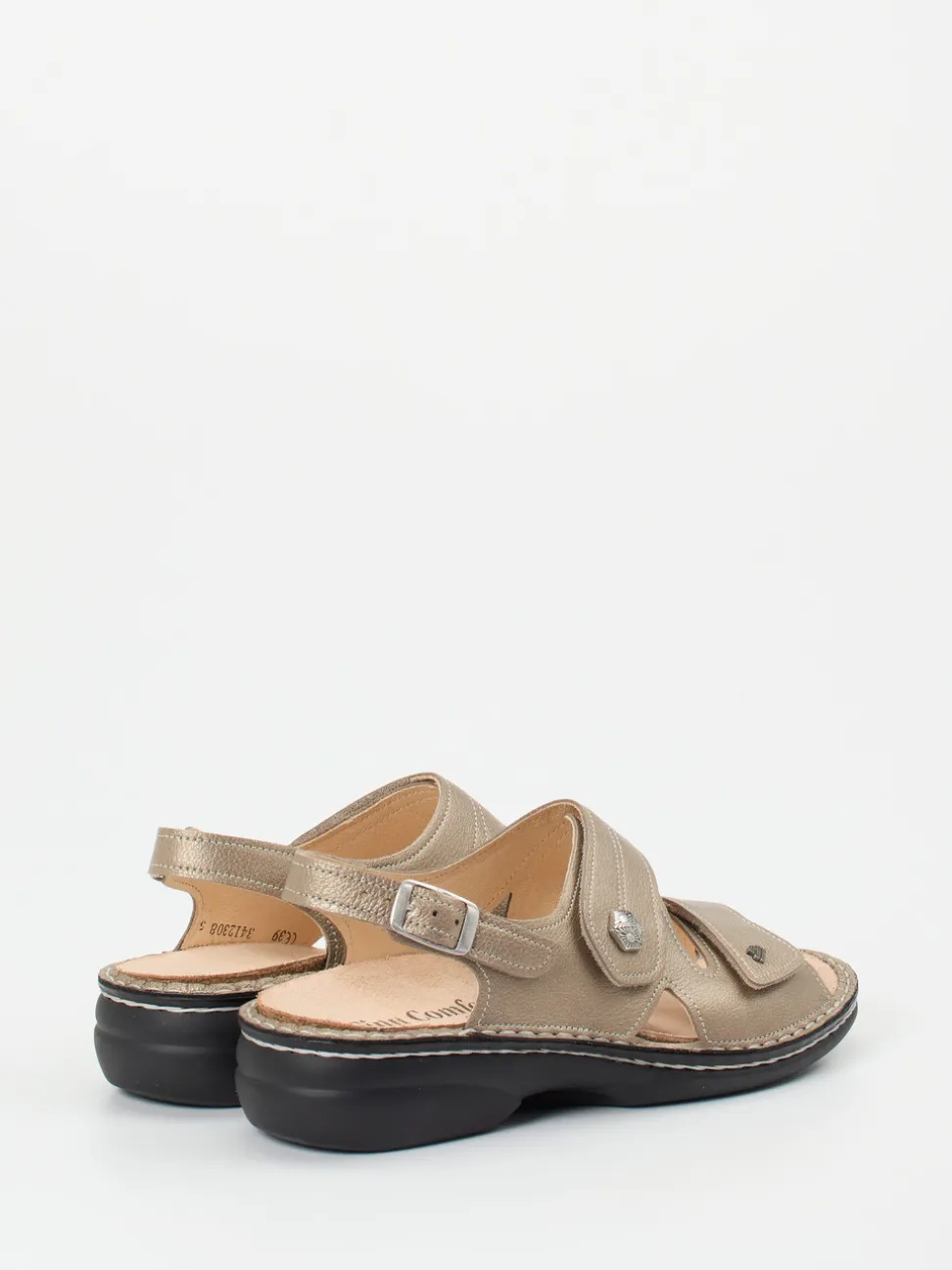 Finn Comfort – Sandale aus Metallicleder Champagner